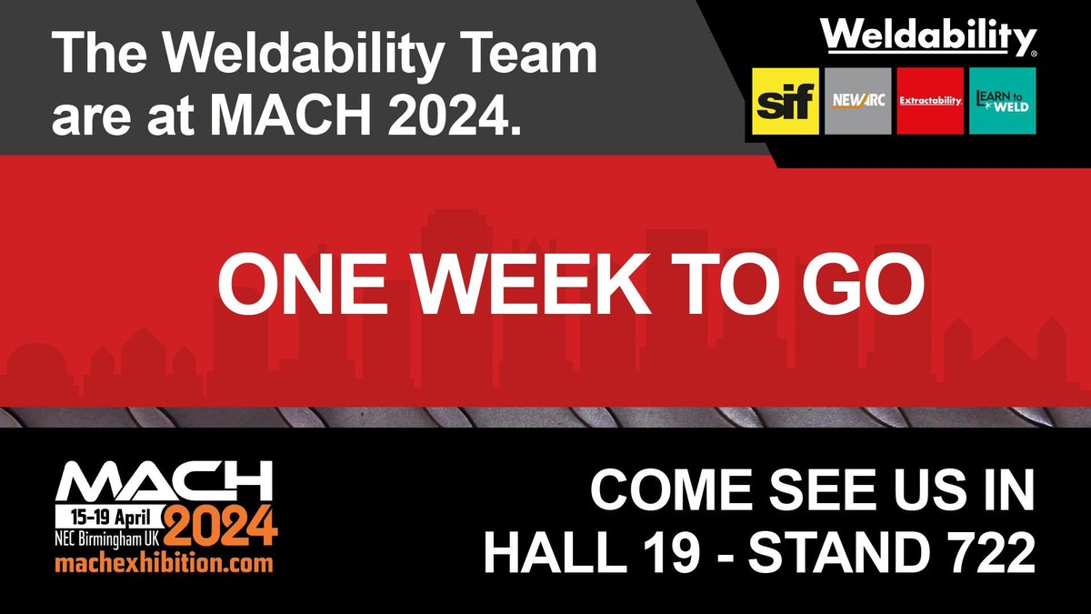 learn_to_weld's tweet image. Only one week left until MACH conference! Get ready to explore the latest in manufacturing innovation and meet the Weldability team at Hall 19 - Stand 722. Register now: buff.ly/3TIQ0fr 

#manufacturing #engineering #mfg
