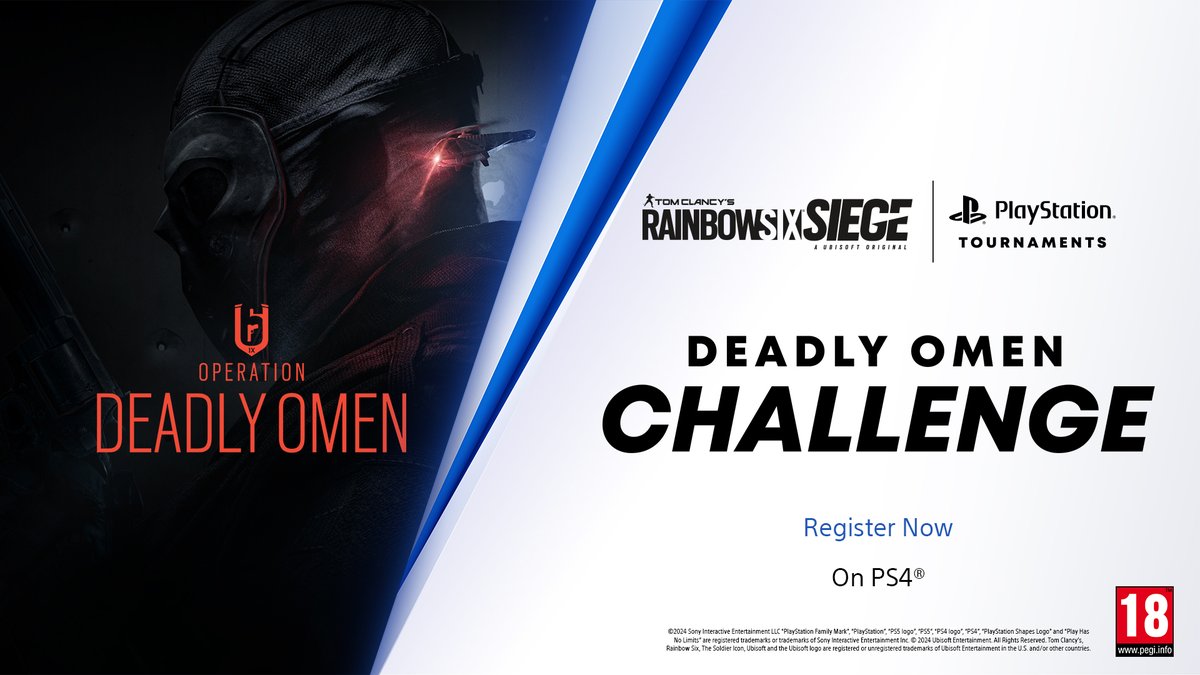 Celebrate the first season of Rainbow Six Siege Year 9: Deadly Omen with PlayStation Tournaments 🎉 Form a squad and play for R6 Credits and cash. Sign up now on your PS4 console: play.st/3U5w0F8
