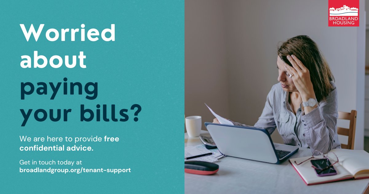 Are you worried about paying your bills? ⬇️ We are here to provide free confidential advice. If you are struggling, please feel able to reach out and talk to a member of the Broadland team. 💬 To get in touch visit broadlandgroup.org/tenant-support #PayingBills #TenancySupport