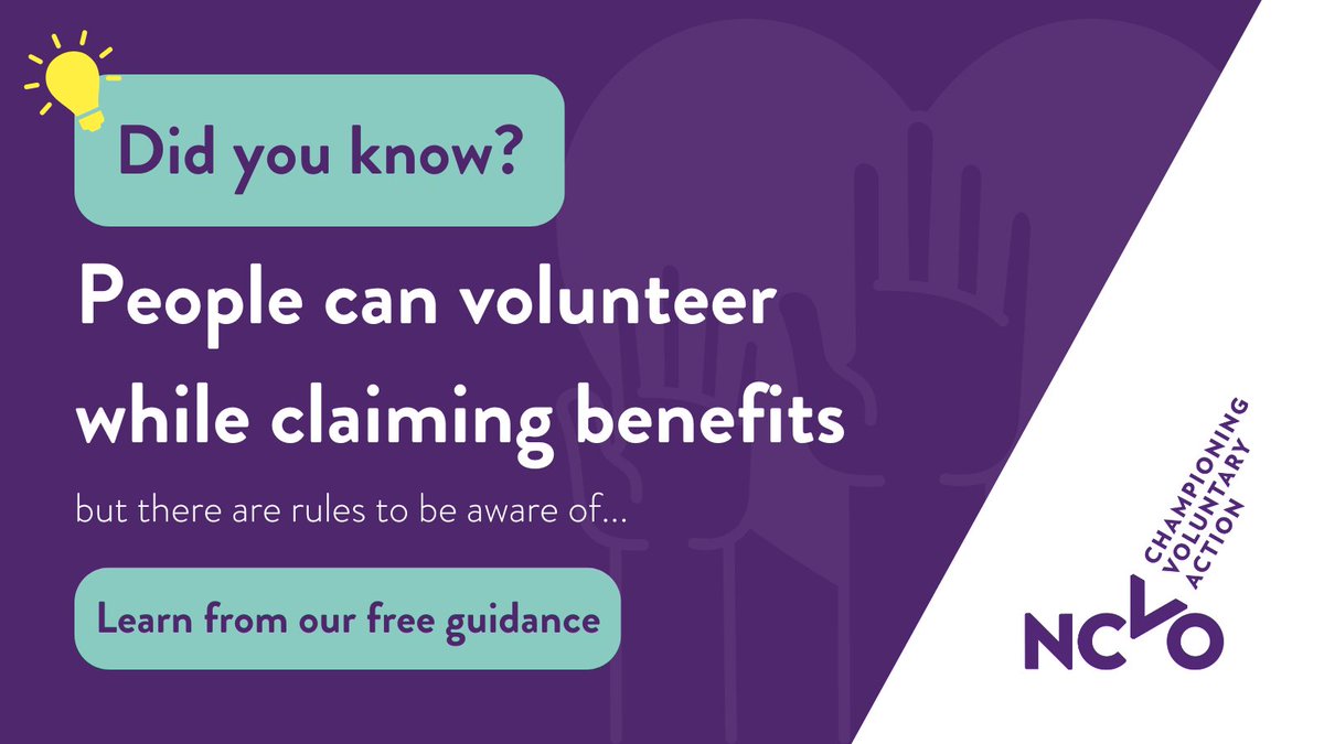 Do you work with volunteers? Do you know the rules surrounding benefit claimants and volunteering? Read our guidance and make sure your volunteers' benefit claims aren't affected by their volunteering: ncvo.org.uk/help-and-guida…