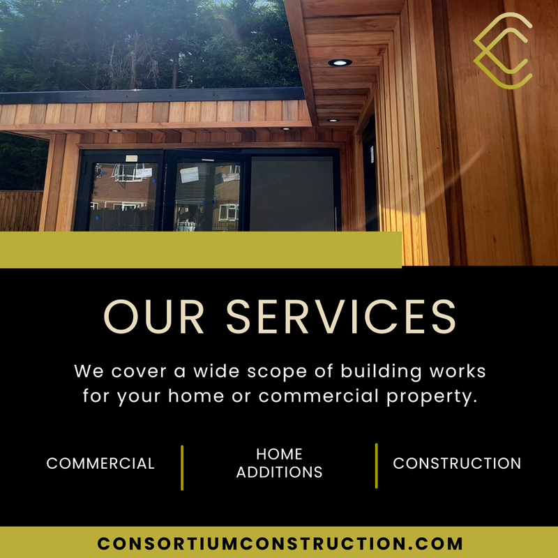 From home improvements to commercial projects, we've got the expertise you can trust

0333 242 0858
contact@consortiumconstruction.com

#CommercialConstruction #HighStandards #CraftingExcellence #RenovateWithPrecision #ExpertBuilders #DesignAndBuild #BuildingQuality