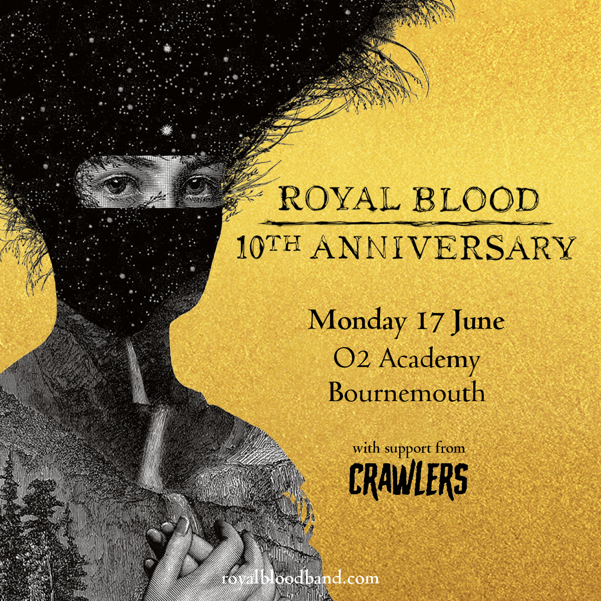 .@royalblooduk will warm up to their 10th anniversary celebrations of their self-titled, No.1 double-Platinum album with a very special show at #O2AcademyBournemouth on Mon 17 Jun. W/support from @crawlershq Priority Tickets on sale at 9am Wed 10 Apr 👉 amg-venues.com/B6G350RabuK