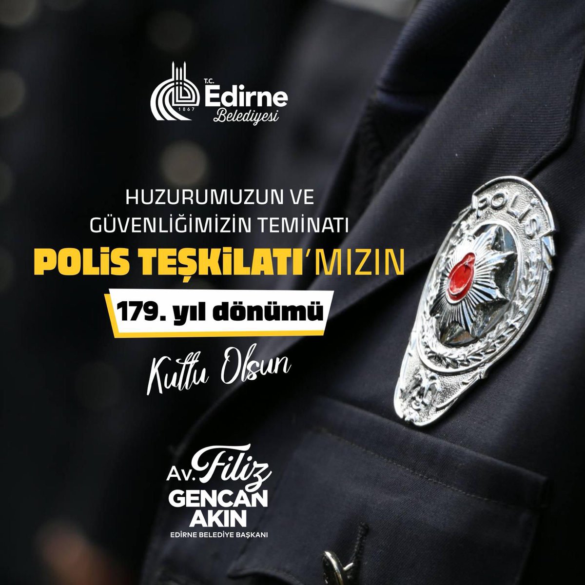 Türk Polis Teşkilatımız 179 Yaşında 🇹🇷 Huzur ve güvenliğimizin teminatı Türk Polis Teşkilatı’mızın 179. kuruluş yıl dönümü kutlu olsun. Bu vesileyle görevi başında şehit düşen tüm polislerimizi rahmetle anıyor; gazilerimize şükranlarımı sunuyorum. Daha nice 179 yıllara…
