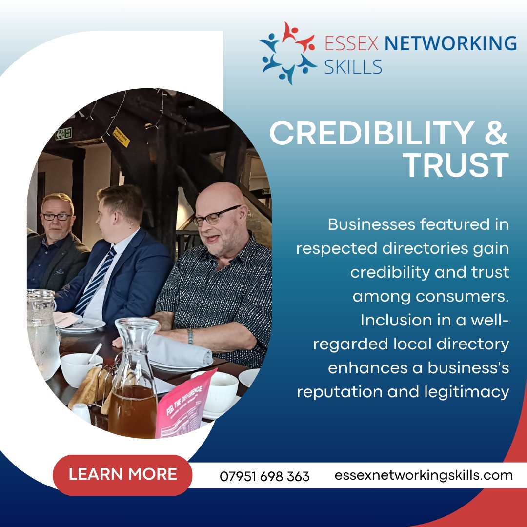 Enhance Trust with Respected Directories. Join Us!

essexnetworkingskills.com
mark@essexworkskills.co.uk
07951 698 363

#businessesinsuffolk #networkmarketing #marketingskills #ENS #Businessdirectory #contactus #networkmeeting #networkingessex #businessconnections #networkingevent