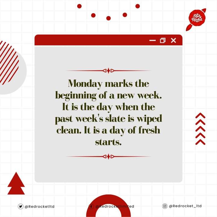 Monday marks the beginning of a new week. It is the day when the past week's slate is wiped clean. It is a day of fresh starts.
 #motivationmonday #GetMotivated #RedRocket #haulage #logisticscompany #logisticsservices #haulageservices