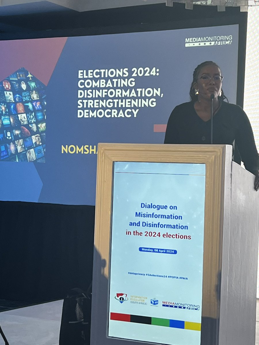 Now up our own <a href="/NomshadoL/">Nomshado Lubisi</a> to do presentation on mis and disinformation. <a href="/MediaMattersZA/">Media Matters</a> <a href="/InforegulatorSA/">Information Regulator SA</a> <a href="/IECSouthAfrica/">IEC South Africa</a>