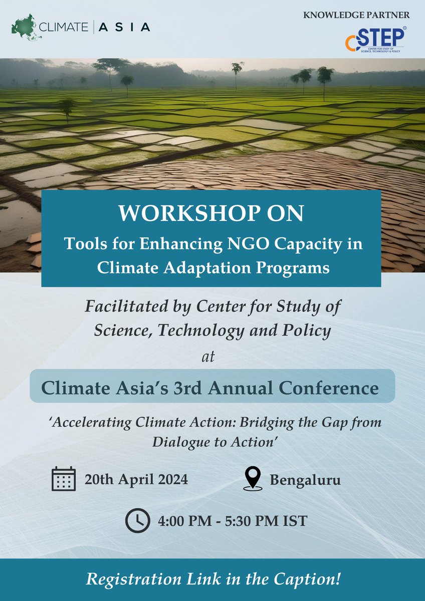 #CSTEP is hosting an interactive #workshop tailored for stakeholders in environmental initiatives from or around #Bengaluru as part of @asia_climate's annual conference. Register here: docs.google.com/forms/d/e/1FAI…