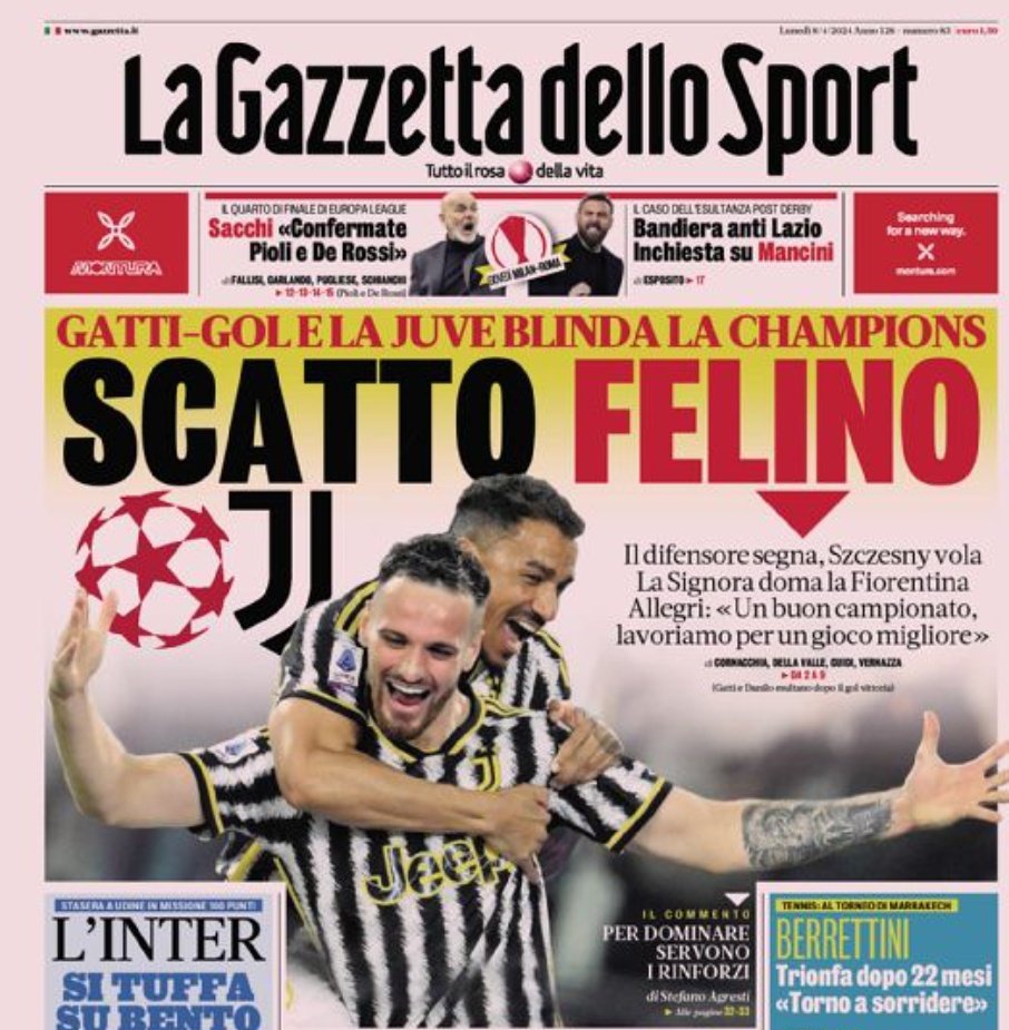 _TheDare's tweet photo. Nei giornali sportivi di tutta Europa si celebra in prima pagina la vittoria Van Der Poel in maglia di campione del Mondo nella Regina delle Classiche

In Italia si celebra... Gatti.

Paese allo sbando.
Meritiamo l'estinzione https://t.co/FDwF2D0DeK
