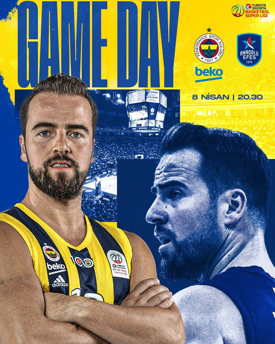 🏀 Maç günü!  

🏆 <a href="/basketsuperligi/">Türkiye Sigorta Basketbol Süper Ligi</a> 26. Hafta  
🆚 Anadolu Efes
🕣 20.30
📍 <a href="/UlkerSportArena/">Ülker Spor&Etkinlik</a>
🔗 Maç raporu: bit.ly/4afQwbT 
🎫 Biletler: bit.ly/3TH8mxf 
📺 beIN Sports 
📱 #YellowLegacy