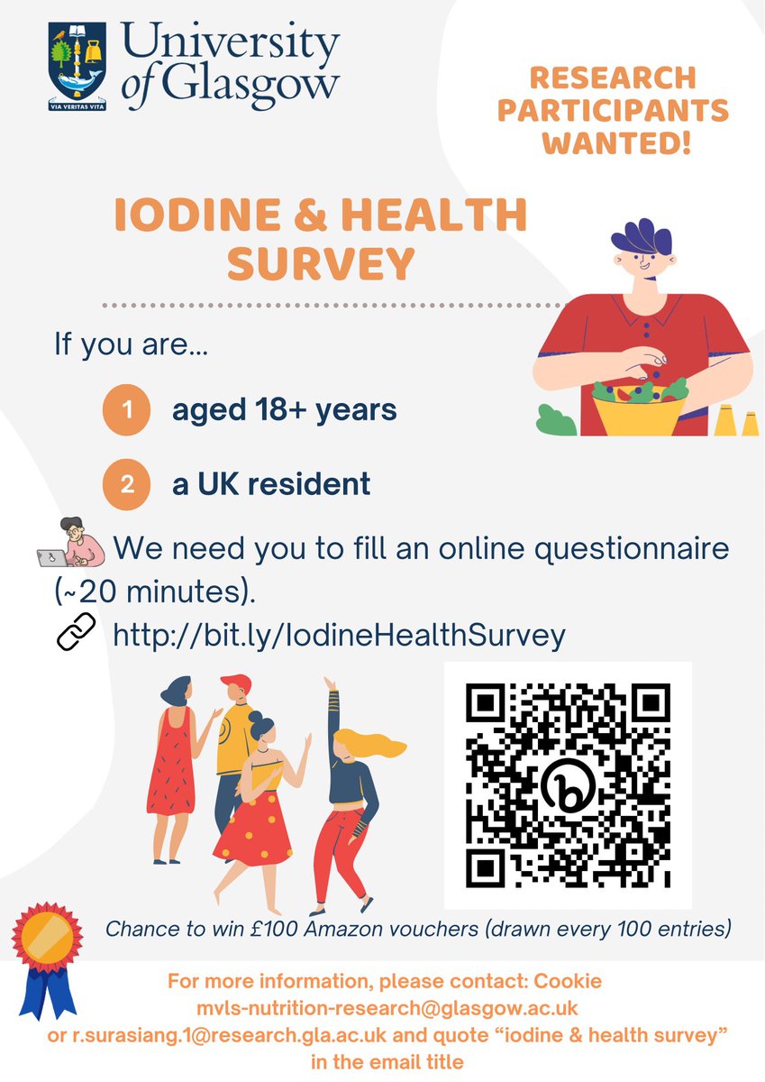 📣 ***New research study!***👋 👫 Looking for adults aged 18+ in the UK? Have you ever heard about #iodine? 🔗 New survey here: bit.ly/IodineHealthSu… 🎯 Participants can enter a raffle for a chance to win a £100 voucher. #iodine #nutrition #diet #foods #health @ZG_Nutrition