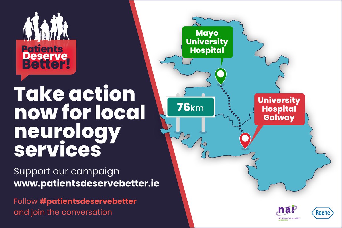One week to go to the Mayo launch of the #patientsdeservebetter campaign calling for a Consultant Neurologist for Mayo hospital. Register at tinyurl.com/59a8ubaf @MSIRELAND @ParkinsonsIre @epilepsyireland @MigraineIreland @EopdIe @EnableIreland @MDI_Ireland