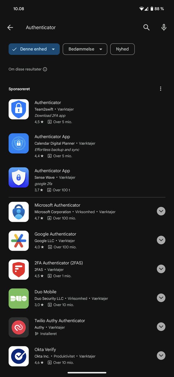 Had a support call with a client who couldn't get the authenticator to function, turns out they didn't download the Microsoft authenticator, it's been happening more and more recently, @GooglePlay, I understand making money, having ads when looking for security tools is not cool