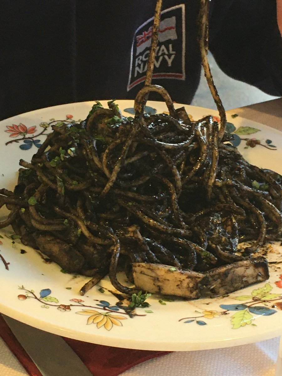 My son has always liked interesting food. Squid ink spaghetti in Venice. I’m sure I saw something like this emerging from someone on Doctor Who!