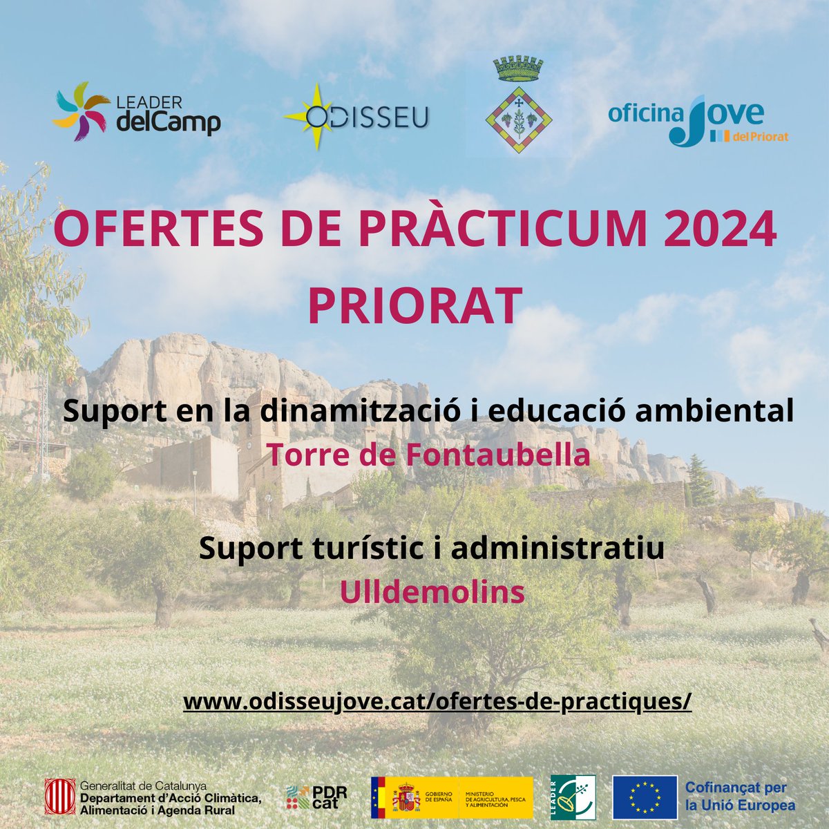 LEADERdelCamp's tweet photo. 𝐀𝐓𝐄𝐍𝐂𝐈𝐎́‼️

S'amplia el termini fins el 𝟏𝟒 𝐝'𝐚𝐛𝐫𝐢𝐥. 

Amb @Pro_Odisseu, una experiència laboral única al #CampdeTarragona

Més ℹ️👉https://t.co/JsDKehA4Nr

@arcaruralcat @agriculturacat @joventutcat @recercauniscat https://t.co/dl1j488Za9
