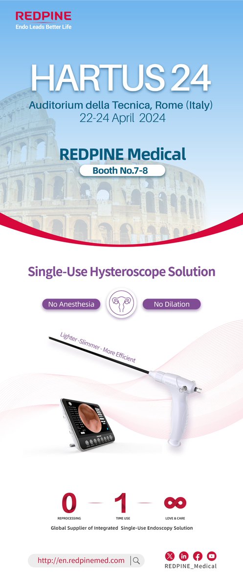 REDPINE (@redpine_medical) on Twitter photo Welcome to discover #REDPINE slim and lightweight Single-use #hysteroscope. No anesthesia or dilation needed, ensuring a better experience for doctors and patients.
Waiting for you at booth 7-8🇮🇹
#Hysteroscopy #Gynecology #Uterus <a href="/gchysteroscopy/">GC Hysteroscopy 2017</a> Welcome to discover #REDPINE slim and lightweight Single-use #hysteroscope. No anesthesia or dilation needed, ensuring a better experience for doctors and patients.
Waiting for you at booth 7-8🇮🇹
#Hysteroscopy #Gynecology #Uterus <a href="/gchysteroscopy/">GC Hysteroscopy 2017</a>