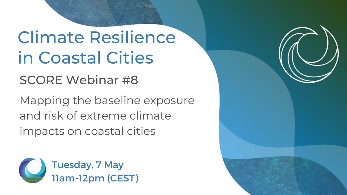 🔔Join us for our 8th webinar on Tuesday, 7 May 2024, from 11am to 12pm (CEST)! 👉Details and registration: score-eu-project.eu/2024/04/02/web… #ClimateChange #ClimateResilience #CoastalCities #Webinar #ClimateImpacts