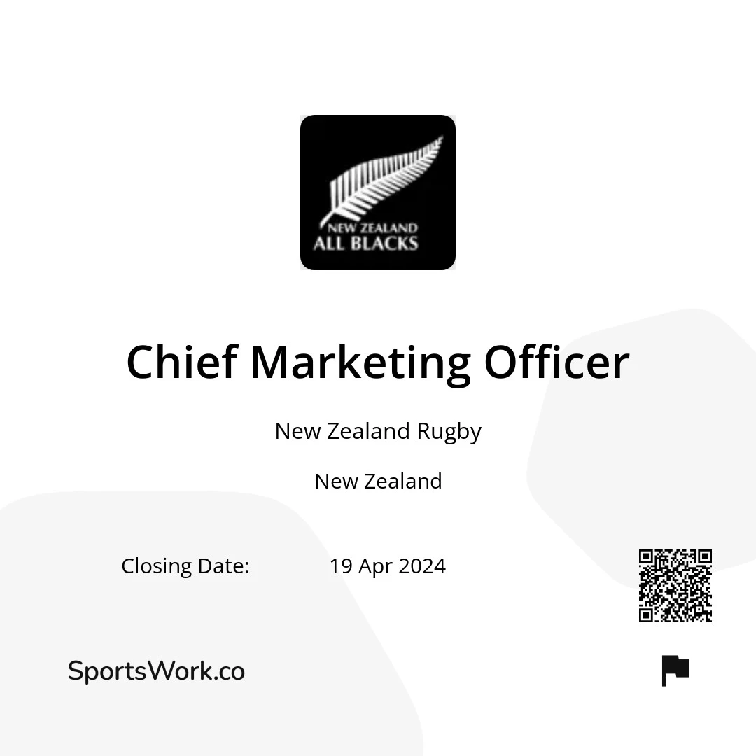 Sportsworkjobs's tweet photo. βοΈ New Vacancy
π New Zealand Rugby
π£ Chief Marketing Officer
π New Zealand
π More information can be found here - https://t.co/FD43D1BnLo
#sportswork #sportsjobs #workinsport #NewZealand #Rugby #allblacks https://t.co/ihzBCa07hj