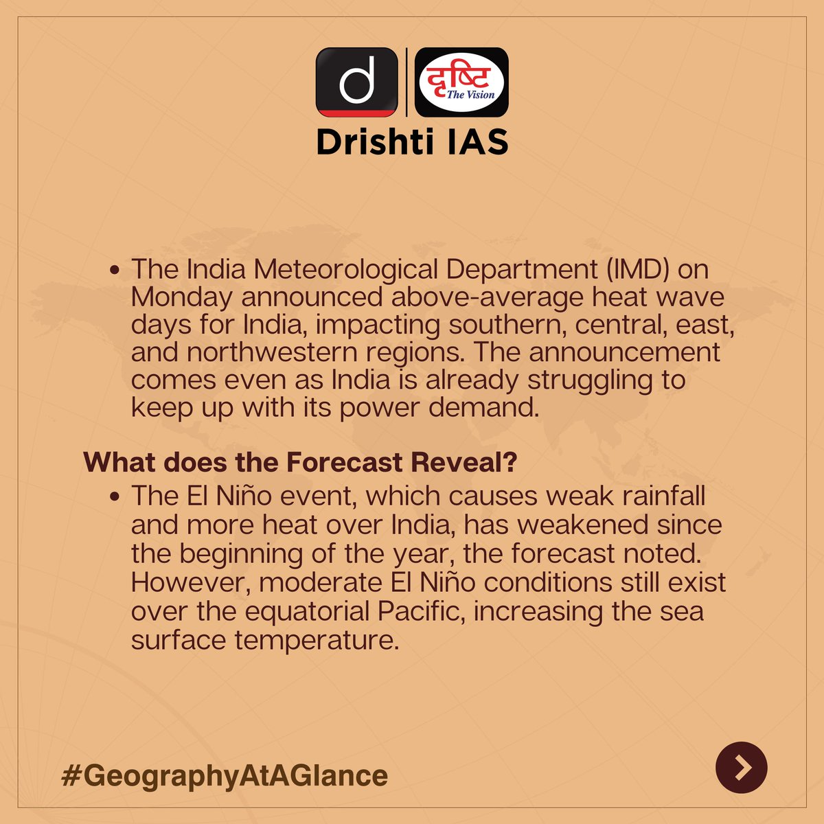 drishtiiaseng's tweet photo. Learn to look beyond horizons with #GeographyAtAGlance subject!
#DrishtiGuideToGS #Geography #Weather #Temperature #Heat #Degree #India #UPSC #UPSC2024 #GeneralStudies #ReelsViral #ViralReels #TrendingVideo #ReelInstagram #UPSCAspirants #Mentoring #DrishtiIAS #DrishtiIASEnglish https://t.co/iYhVwHk23Q
