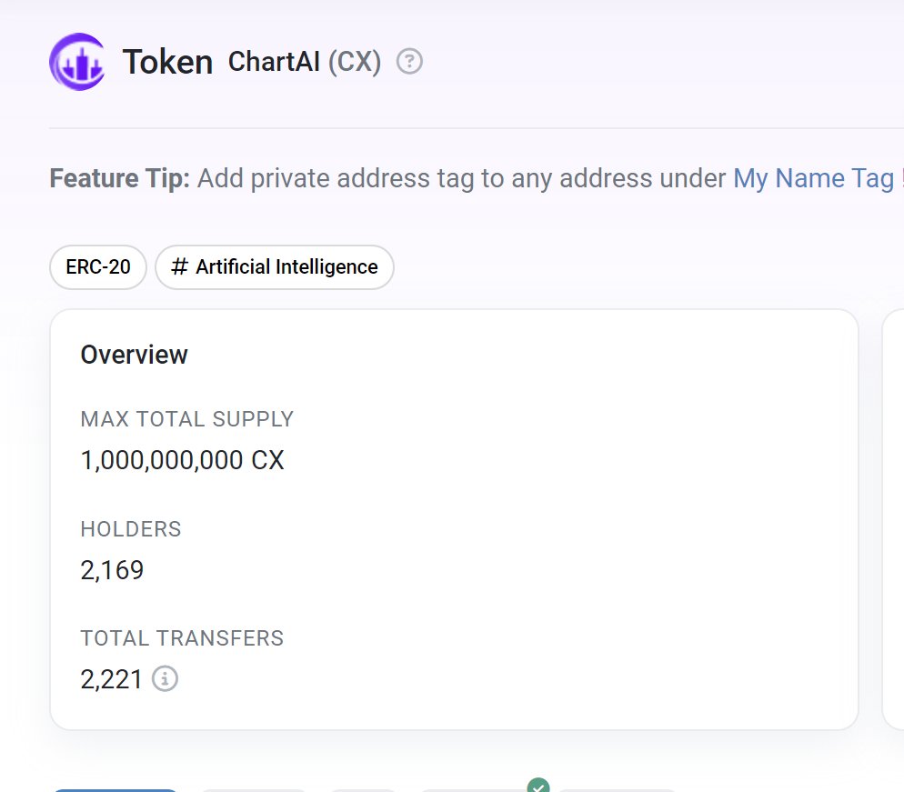 A big thank you to our friends at @etherscan who have already migrated our token details to the new contract, even before our relaunch later today! Contract: etherscan.io/token/0xf3c930… #ChartAI $CX #GettingThingsDone