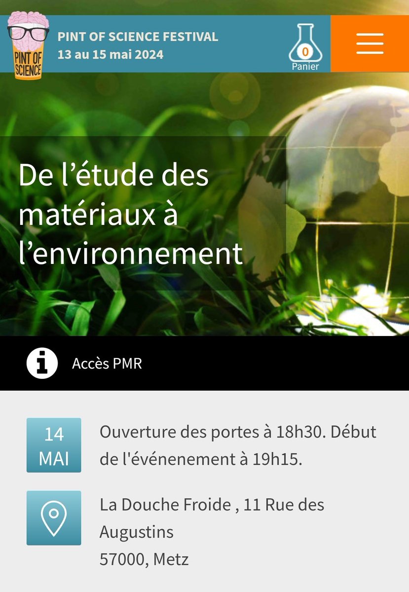 L'heure des réservations pour #pint24 a sonné 🎟️

En toute objectivité (👀) on vous conseille la soirée "De l’étude des matériaux à l’environnement" ⤵️
🗓️ 14 mai
🕡 ouverture des portes à 18h30, début 19h15
📍La Douche Froide , 11 Rue des Augustin à Metz 

pintofscience.fr/event/de-letud…