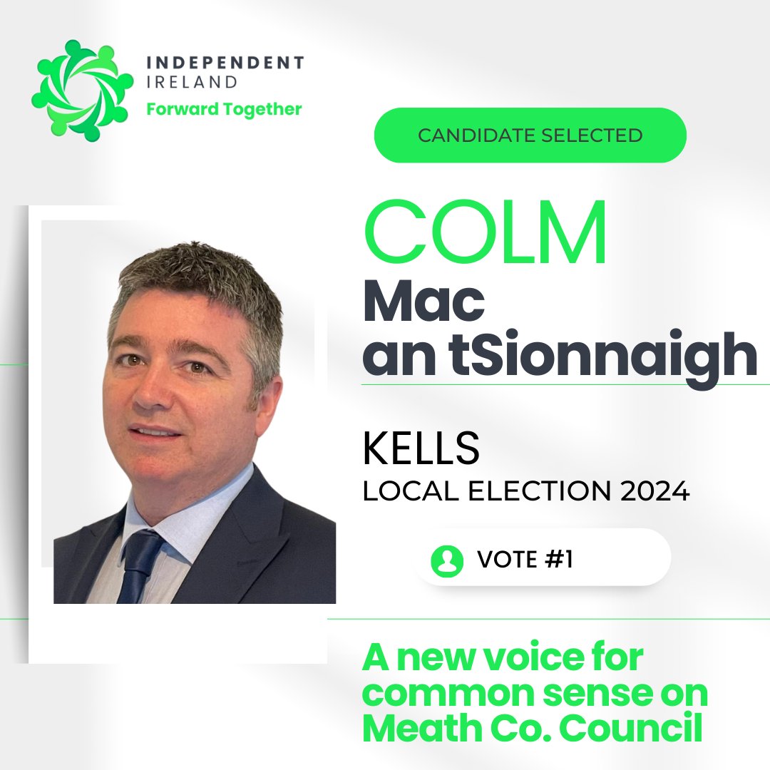 Colm Mac an tSionnaigh Announces Candidacy for Local Elections with Independent Ireland Athboy Co. Meath - Colm Mac an tSionnaigh , a dedicated healthcare professional with extensive experience in both the private and public sectors, has announced his candidacy for Kells LEA in…