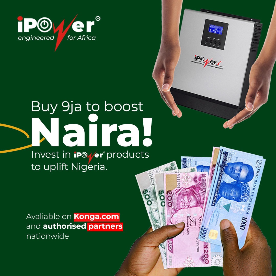 Light up your space while lighting up the economy! Choose iPower inverters for reliable energy solutions, support local innovation, boost the Naira and contribute to the growth of Nigeria's manufacturing sector. Invest in quality, invest in Nigeria.

#madeinnigeria #inverters