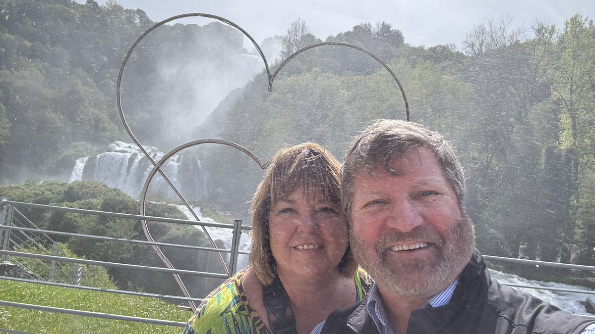 davidmcguffin's tweet photo. The are many mountains in Umbria and driving through them reminds me of the US Appalachian mountains, with an Italian flair, of course.  We came upon a might waterfall jutting out of the mountain. I discovered these falls were Marmore Waterfall and definitely worth the journey. https://t.co/NnG3L7VfoE