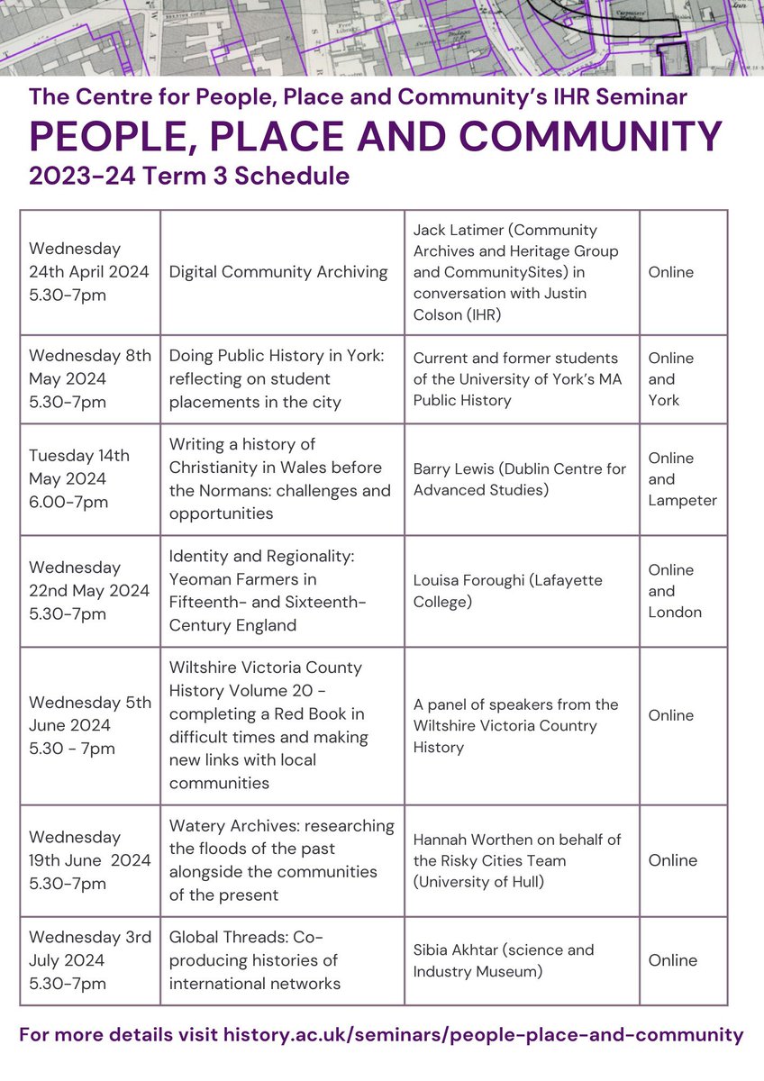 Really looking forward to the #people, #place & #community seminar series this term. We’ll kick off on 24.04.24 with a conversation about #digital #community #archiving