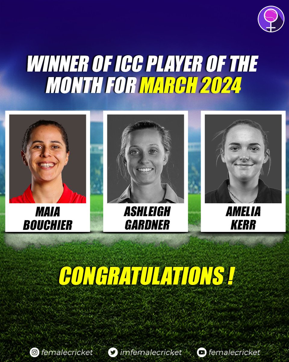 JUST IN 📢 Maia Bouchier has been named as the ICC Women’s Player of the Month for March 2024. #CricketTwitter