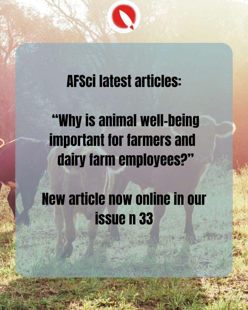 Why is animal well-being important for farmers and dairy farm employees? New article: The Meaning of Animal Well-being for Farmers and Dairy Farm Employees by L. Axelsson, K. Arvidsson, A. M. Pálsdóttir  M. Ljung (SLU) journal.fi/afs/article/vi… #BorealAgriculture #foodscience #AFSc