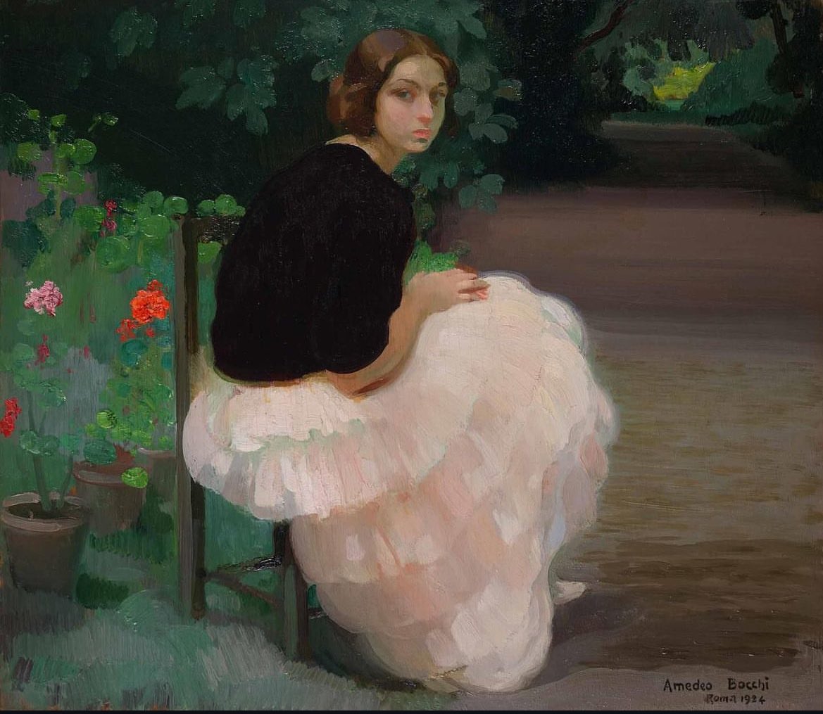 girl with white skirt, amedeo bocchi, 1924