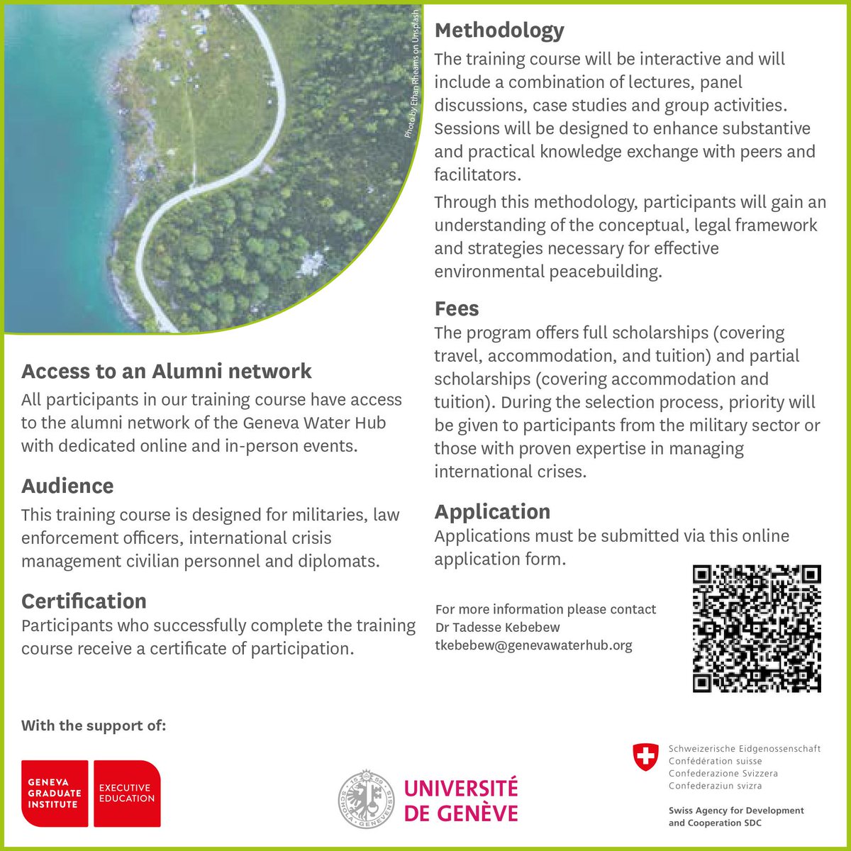 💧Environmental Peacebuilding Training Opportunity: 'Law, Policy and Science in Environmental Peacebuilding Training' 📅 30 Sept - 4 Oct 2024 in Slovenia ⏲ Deadline: 30 June 🖇 Info below, apply at the link: formulaire.unige.ch/outils/limesur… @GenevaWaterHub #EnvironmentalPeacebuilding