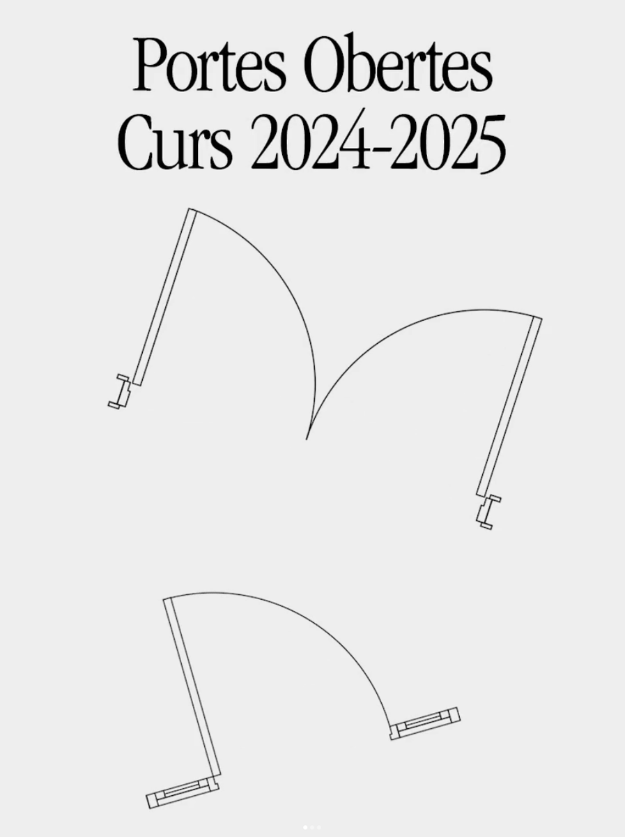 Portes Obertes

— Grau Mitjà 
Gràfica Impresa i Gràfica Interactiva
8 abril, de 18.30 a 20 h

— Grau Superior
Videojocs i Realitat Virtual. 
9 abril, de 18.30 a 20 h

— Batxillerat d'arts. 
10 abril, de 18.30 a 20h

— Grau Superior
Disseny Interiors. 
11 abril, de 18.30 a 20 h