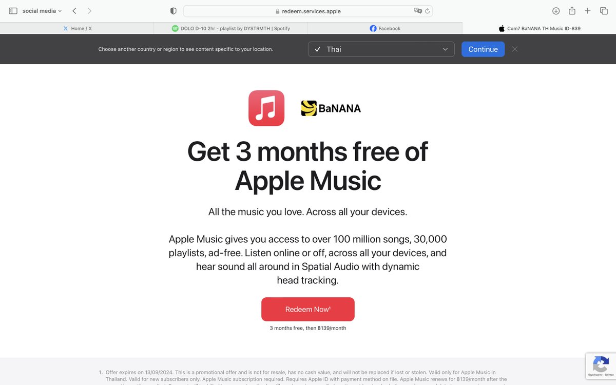 Banana มีแจก Apple Music 3 เดือนด้วยค่า ไปรับกันได้น้าค้า ๆ แอบกระซิบอปมสมันสามารถเปิดพร้อมกันได้หลาย ๆ ยูส แบบไม่ดึงเพลงกัน (ทรศ/ไอแพด/คอม พร้อมกันได้)
👉redeem.services.apple/banana-music?r…