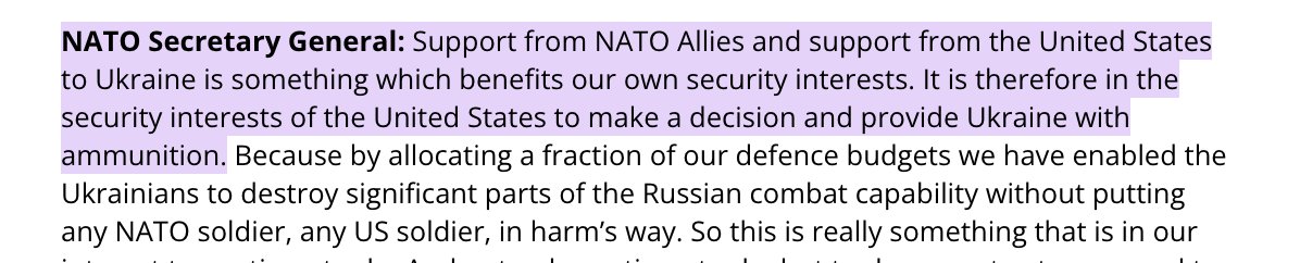 NATO chief Jens Stoltenberg: “Support from NATO allies and support from the United States to Ukraine is something which benefits our own security interests” — whereby “security interests”, of course, actually means the political-financial interests of Western oligarchies. They…