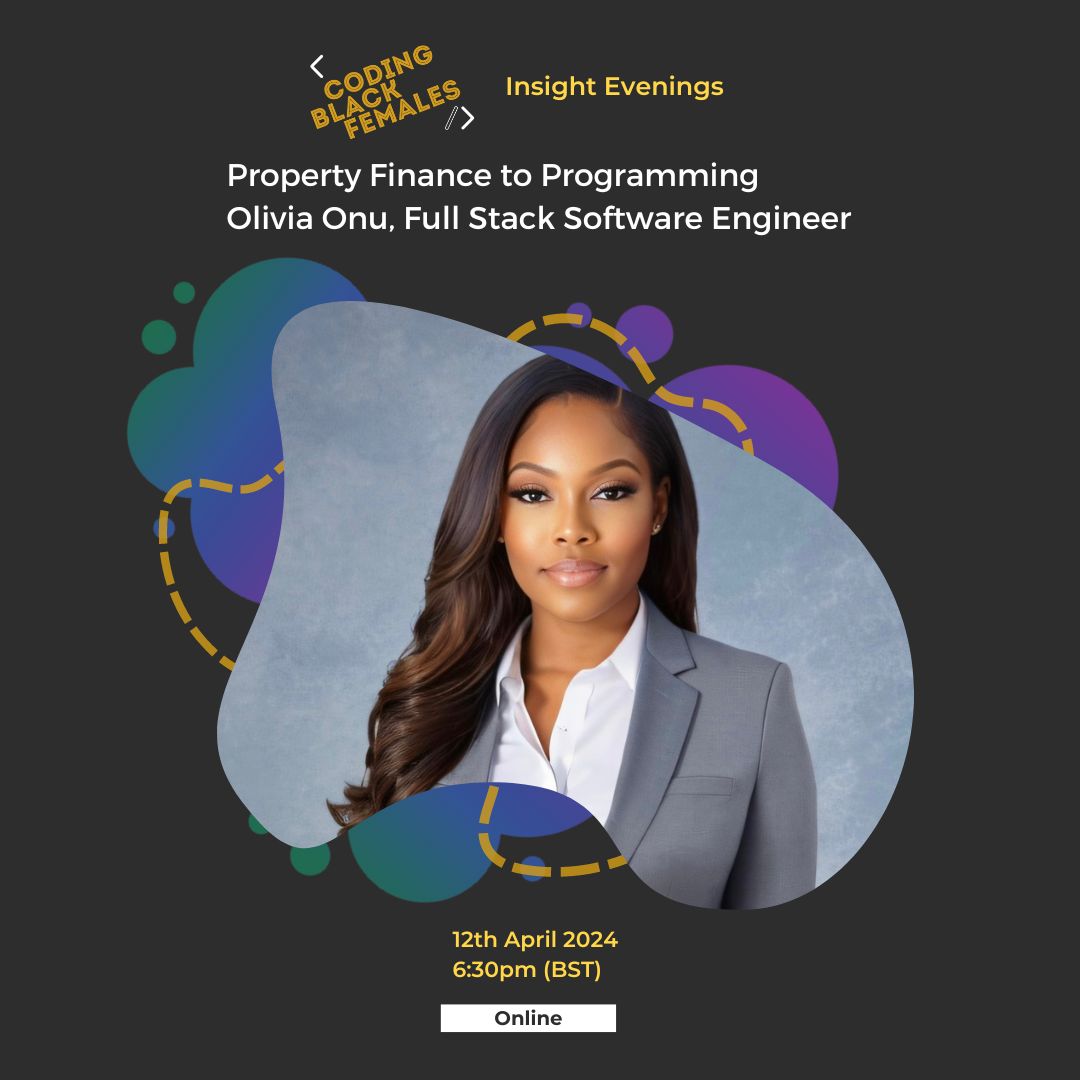 On Friday 12th April, join us online at 6.30pm where we will hear from Olivia Onu, Full Stack Software Engineer at a global investment bank. Olivia will share her inspiring journey from property finance to programming. Book your spot. eventbrite.co.uk/e/insight-even…