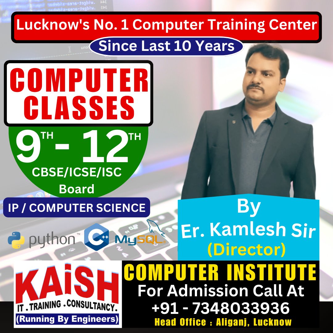 Kaishclasses's tweet image. #AdmissionsOpen For New Session (2024-25)
Start From 15th April
#ComputerClasses For #9th - #12th
(#CBSE, #ICSE & #ISC) Class Students
At #𝗞𝗔𝗶𝗦𝗛𝗖𝗼𝗺𝗽𝘂𝘁𝗲𝗿𝗜𝗻𝘀𝘁𝗶𝘁𝘂𝘁𝗲
Under The Guidance Of #ErKamleshSir
#EnrollmentOpen #JoinToday
Call @ 7348033936