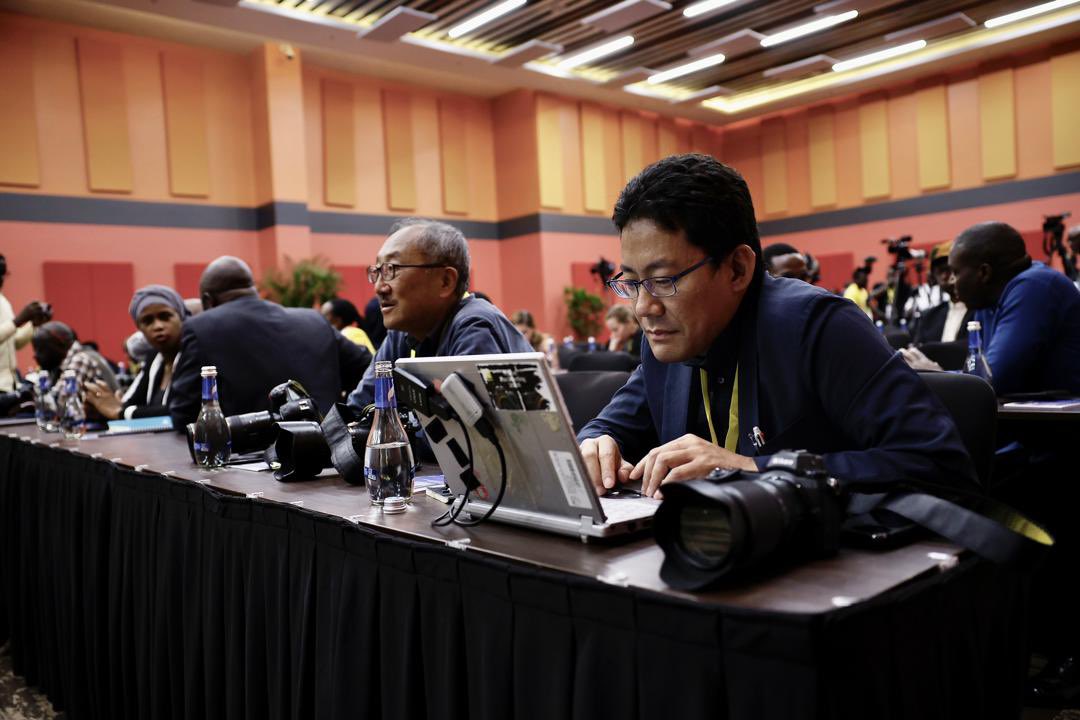 PHOTOS: President #Kagame is this morning expected to hold a press conference, at the Kigali Convention Centre, with members of both the local and international media who are in #Rwanda to cover events related to #Kwibuka30. 📸: @MugwizaO /TNT