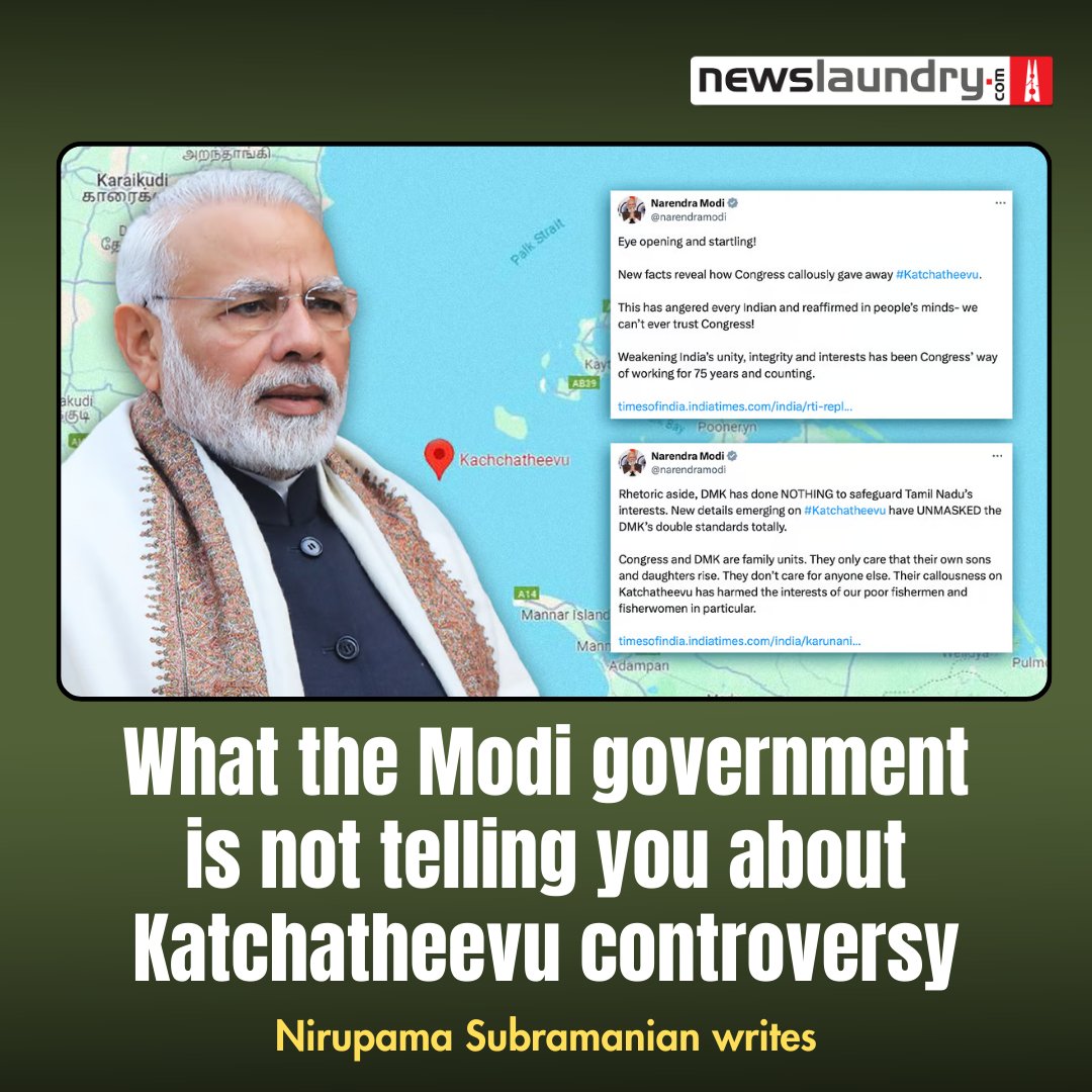 PM Modi has raked up the #KatchatheevuIssue again, to find an “emotional” issue that will resonate with voters in Tamil Nadu, given that the upcoming polls are one in which the BJP is desperate to make inroads into the southern states.

✍️ @tallstories: newslaundry.com/2024/04/01/mod…