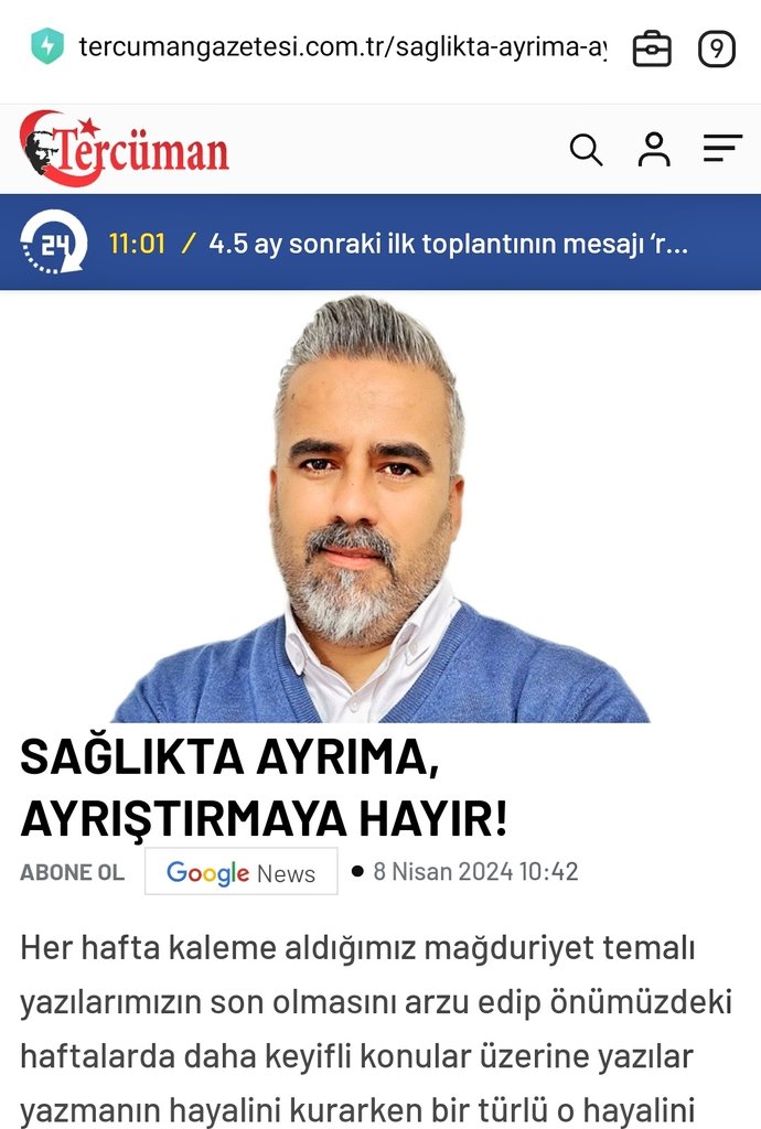 Sağlıkta ayrıma, ayrıştırmaya hayır konulu köşe yazım için lütfen linke tıklayınız👇

tercumangazetesi.com.tr/saglikta-ayrim…