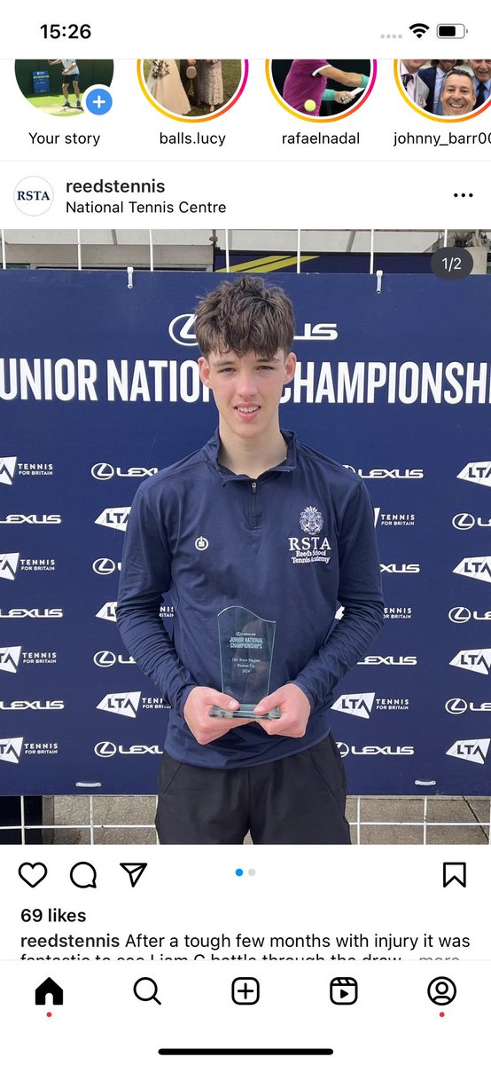 Many congratulations to RSTA player Liam C on reaching the final of the 16 &amp; Under National Championships. Place in qualifying for Junior Wimbledon secured!