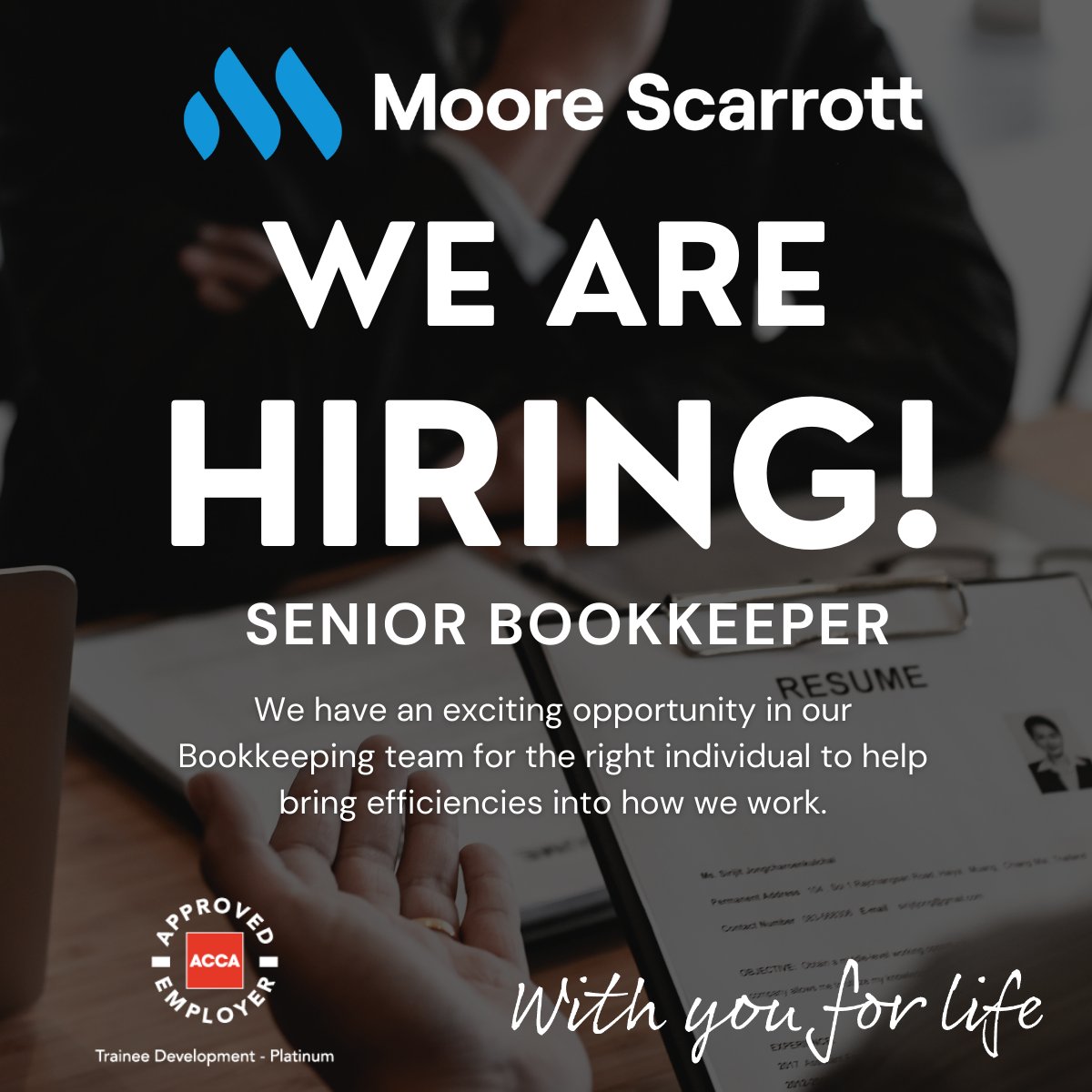 MooreScarrott's tweet photo. We are looking for a Bookkeeper with experience in cloud accounting systems to join our team and provide comprehensive bookkeeping services to our clients.

For more information and how to apply 👇https://t.co/152jJF9gHa

#hiringnow https://t.co/VJ6txOwpk4