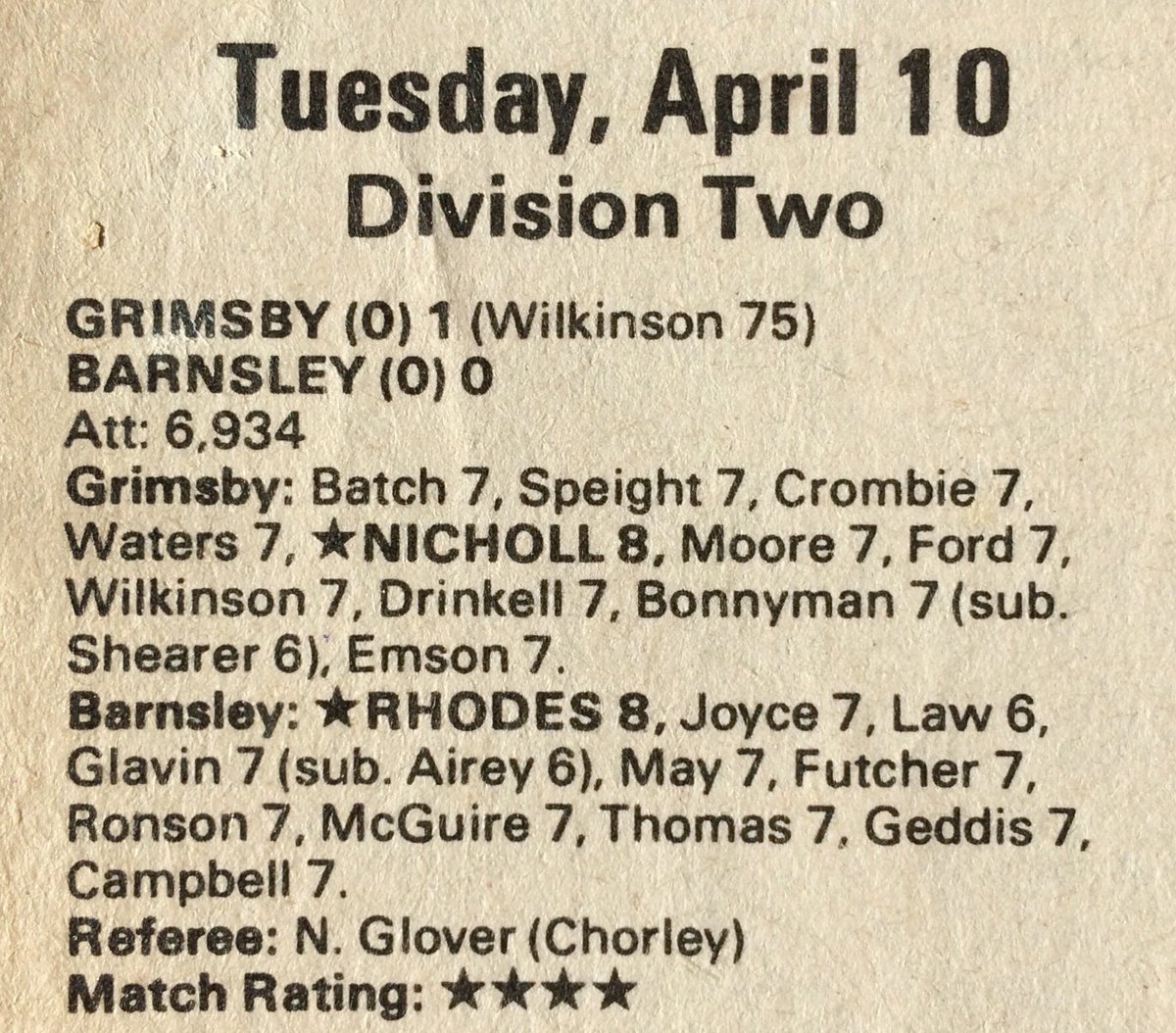 Grimsby Town beat Barnsley 1-0 in a rearranged Second Division match at Blundell Park #OTD in 1984, with a Paul Wilkinson goal @codalmighty @MarinerMen @onthisGTFCday @TheFishyGTFC @up_the_mariners