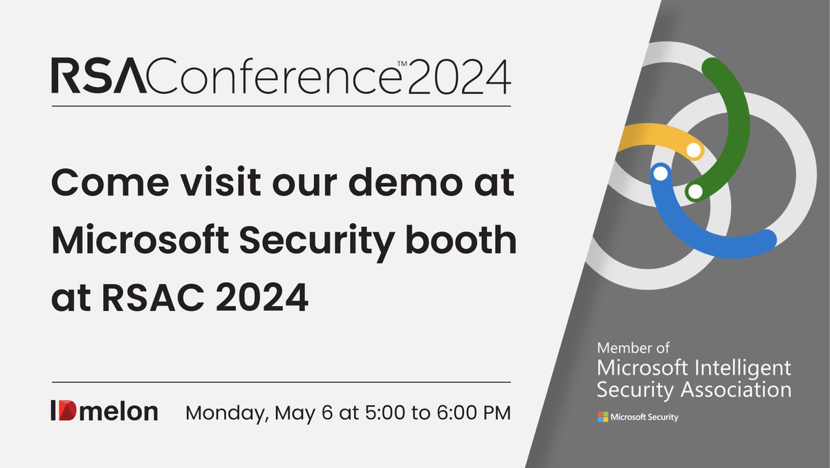 Also attending @RSAConferencethis year?
🤝 Visit MISA demo station at the Microsoft booth. We’ll be there to answer any questions and provide demos of how together with Microsoft, IDmelon enhances industries' security posture!

#RSA #RSAC #RSAC2024 #RSAConference2024 #Microsoft