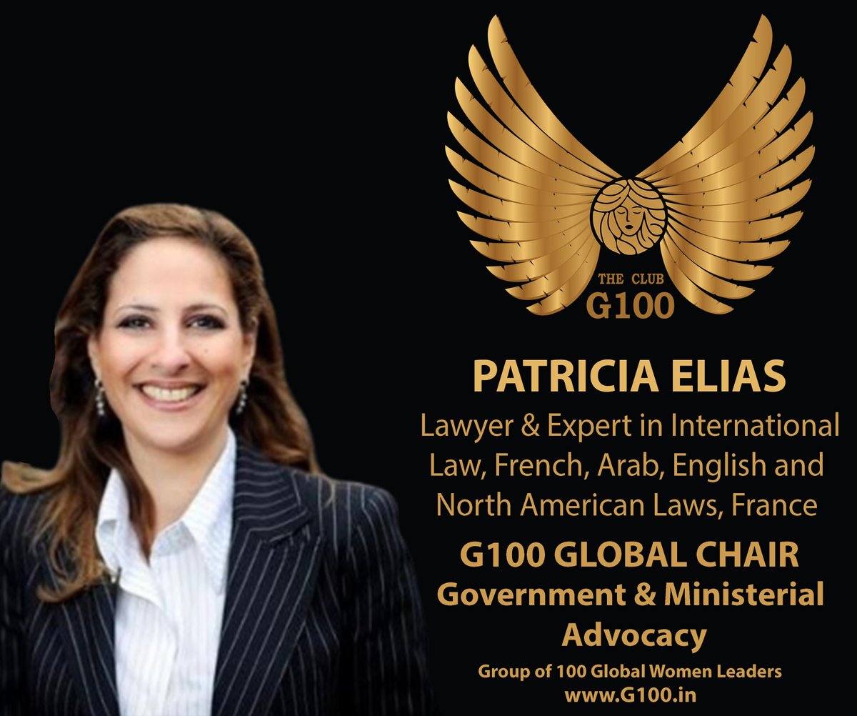 Welcoming Patricia Elias. French-Lebanese Lawyer, Patricia is a specialist in International Law as also Arab, French, English and North American laws. #G100 @PatriciaEliasS