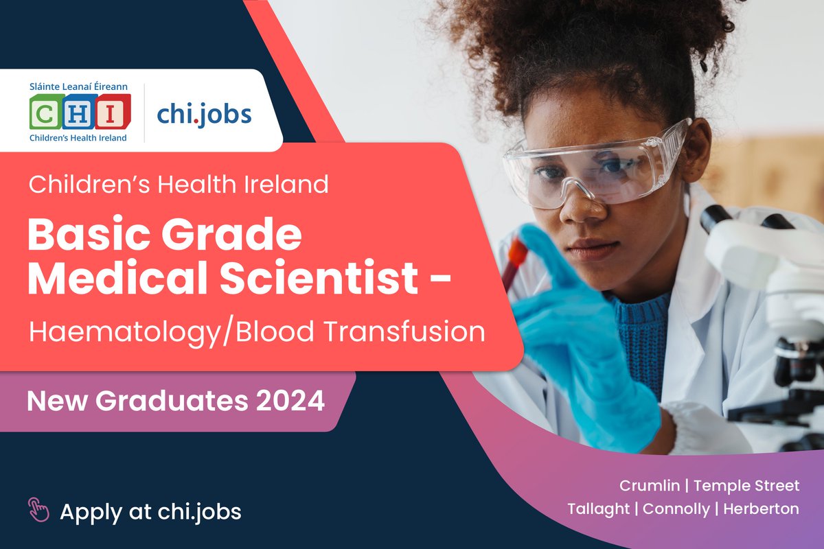 Support the delivery of a quality laboratory service in the Haematology and Blood Transfusion departments. Applications are invited for the role of Basic Grade Medical Scientist - Haematology/Blood Transfusion (New Graduate 2024). Learn more and apply at: ow.ly/1TPY50Rae7w