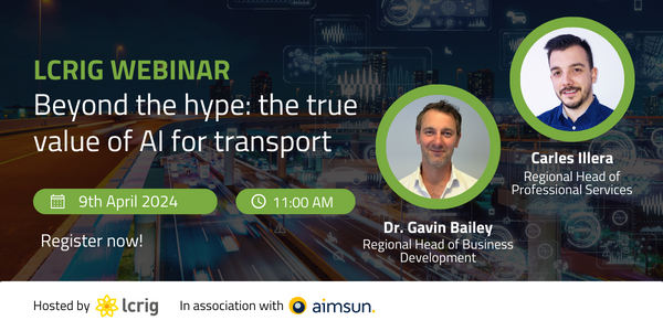 One day to go!

💻What is the true value of AI for transport? Sign up to this upcoming webinar to learn how AI plays a key role in @aimsun's data-driven solutions.
 
There's still time to register:lcrig.org.uk/2024/02/07/lcr…
 
#ArtificialIntelligence #AIinTransport #TrafficManagement