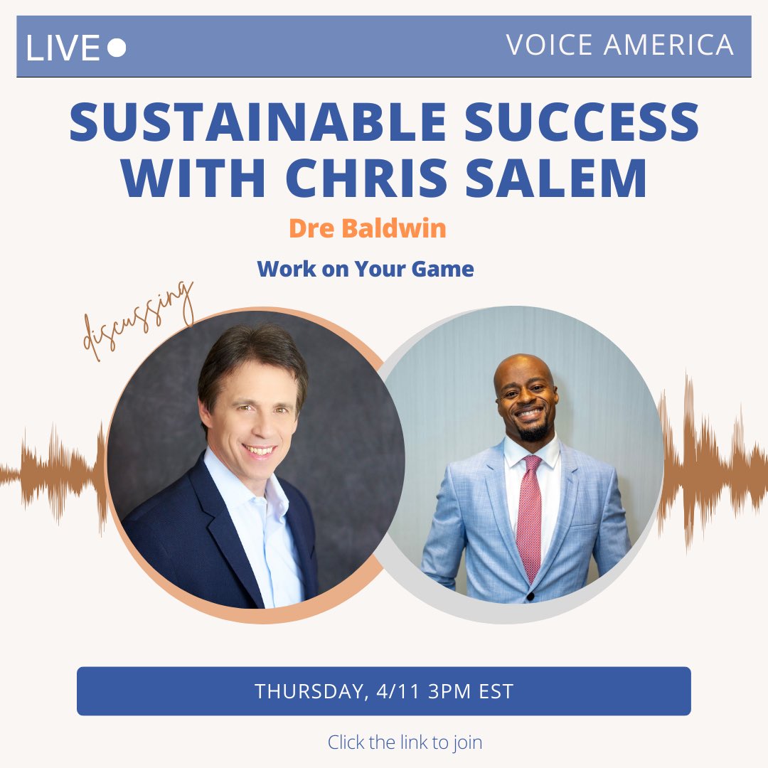 Join us on the Sustainable Success Radio Show, hosted on Voice America Business Channel! 🌱 Guest Spotlight: Dre Baldwin Work on Your Game 🗓️ Date: Thu, Apr 11 🕒 Time: 3 PM ET voiceamerica.com/episode/149680… #sustainablesuccess #podcast @VoiceAmericaTRN