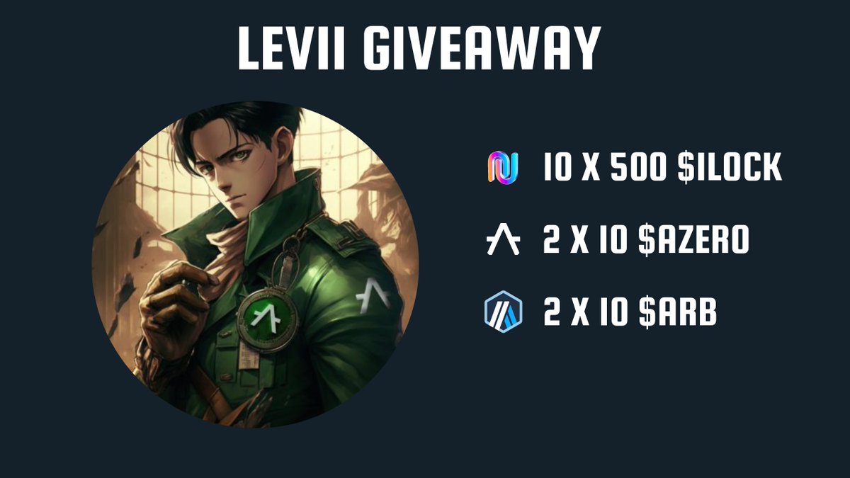 🎉 LEVII #GIVEAWAY 🎉

Prizes:
10 winners - 500 $ILOCK
2 winners - 10 $AZERO
2 winners - 10 $ARB

Rules: 
1. Follow <a href="/CptLeviCrypto/">Levii</a> &amp; @interlockweb3
2. ❤️ &amp; 🔁 this tweet 
3. Tag 2 friends in the comments 💬

Good luck!🤞