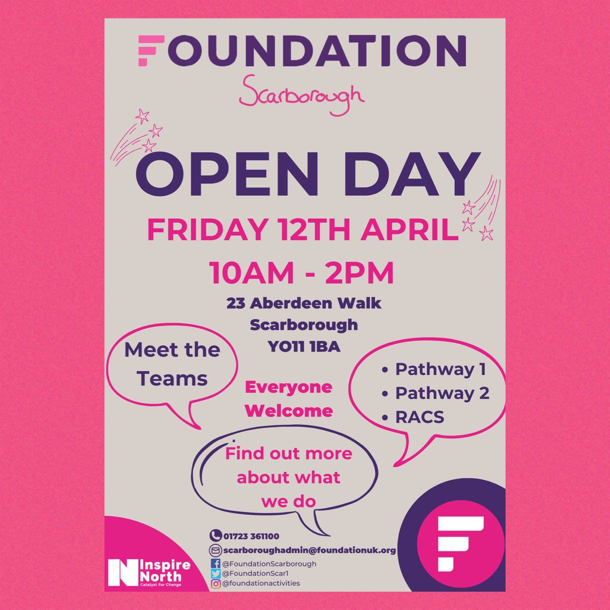 #Scarborough Foundation are looking forward to opening the doors at their Open Day this week. Please do pop in, see what we do, who we support & how you can help 😃 #openday #supportwork #meettheteam